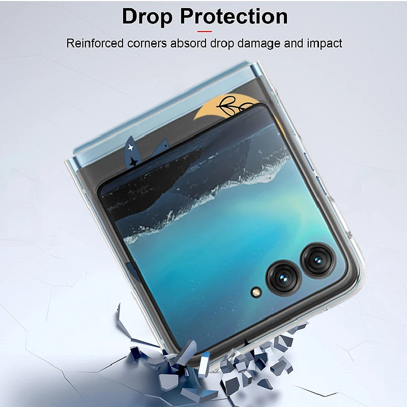 Shark Turtle Patterned Transparent Shockproof Folding Phone Case