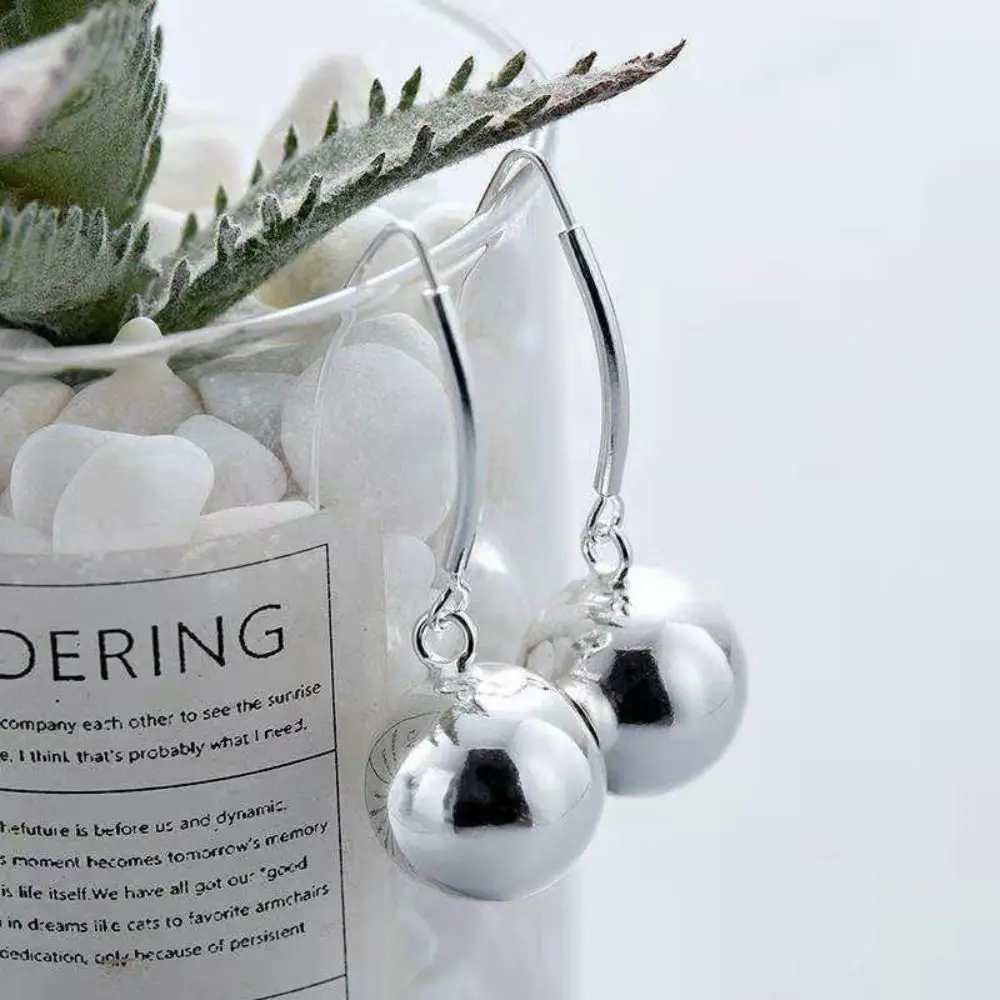 Silver Copper Ball Drop Earrings for Women Fashion Jewelry