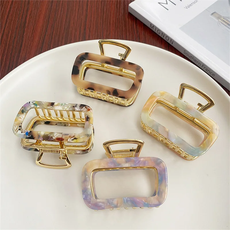 Small Acetate Metal Hair Claw Clips Square Crab Barrette Hairpins Women Shark Clip Fashion 2023 Summer Girls Hair Accessories 8 seasons presents square six summer season 1 cd