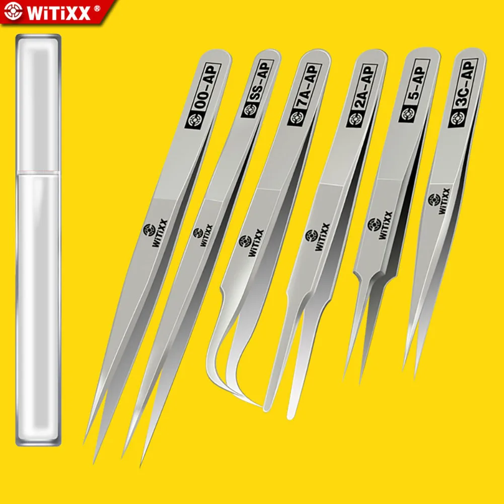 WiTiXX AP Tweezers 6 pcs Pack Precision Tools for Repairing Mobile Making Jewelry Works Blackhead Remover Makeup Tools