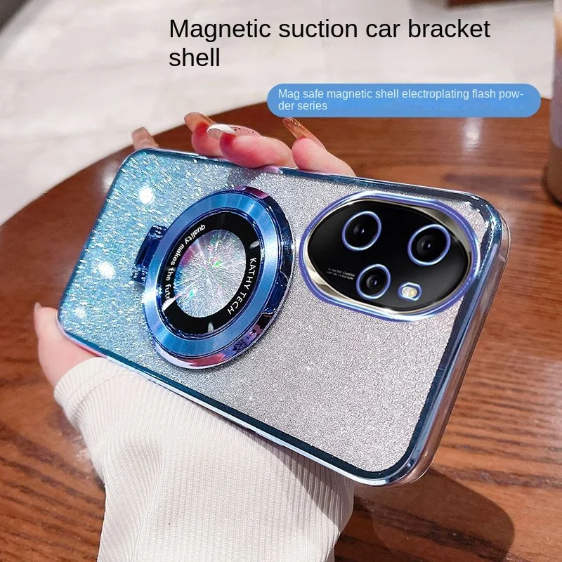 Honor 100 Pro Soft Bling Glitter Ring Magnetic Protective Back Cover Case For Huawei Honor100 100Pro Phone Shell_voghion.com