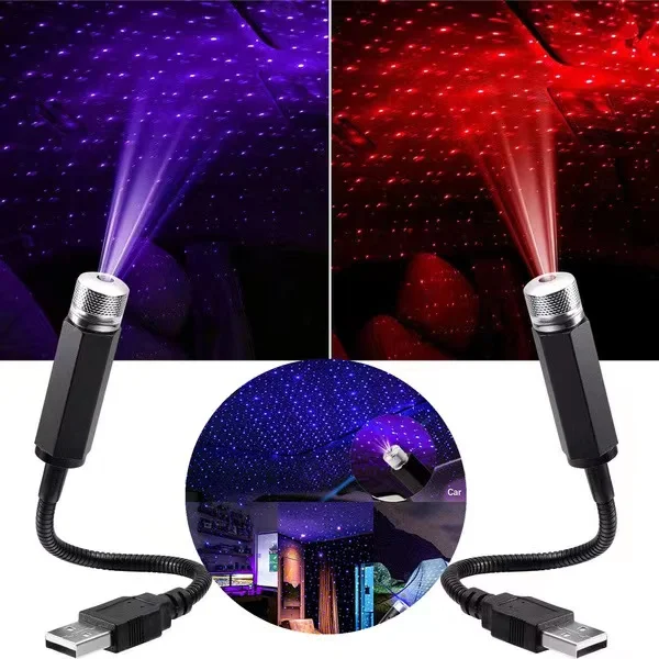 

Car USB Starry Atmosphere Lamp Roof Interior Decoration Laser Star Ceiling Projection Lamp Starry Sky Decorative Lamp.