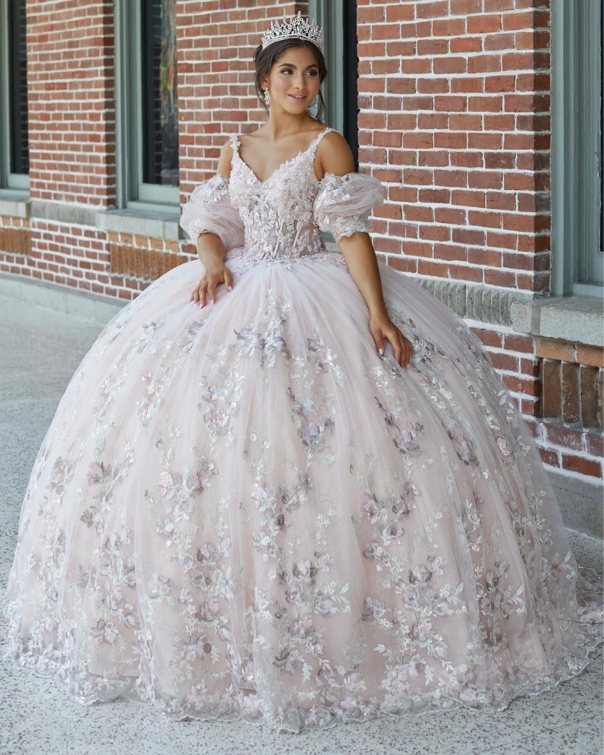 

Lorencia Elegant Pink Ball Gown Quinceanera Dress 2023 Spaghetti Long Sleeve Sweet 15 16 Years Party Vestidos De XV Años YQD159