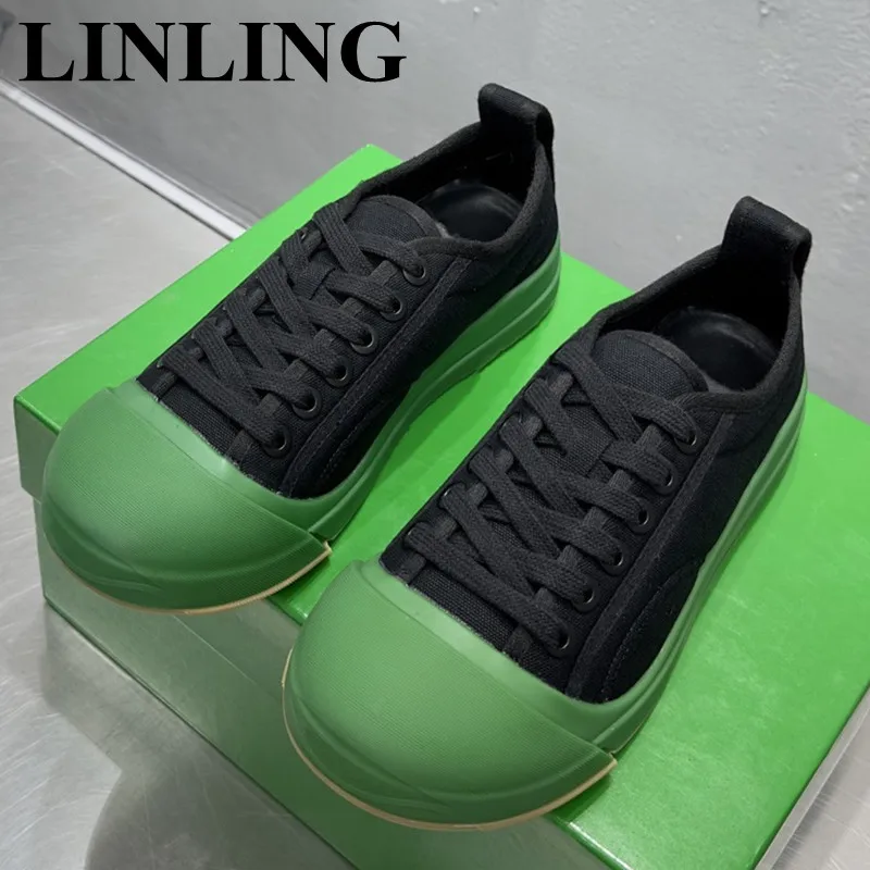 

NEW Leather Shoes Women's Sneakers Design Thick Sole Men's Sneakers Platform Men Sports Casual Shoes Lace-up Canvas Shoes Woman