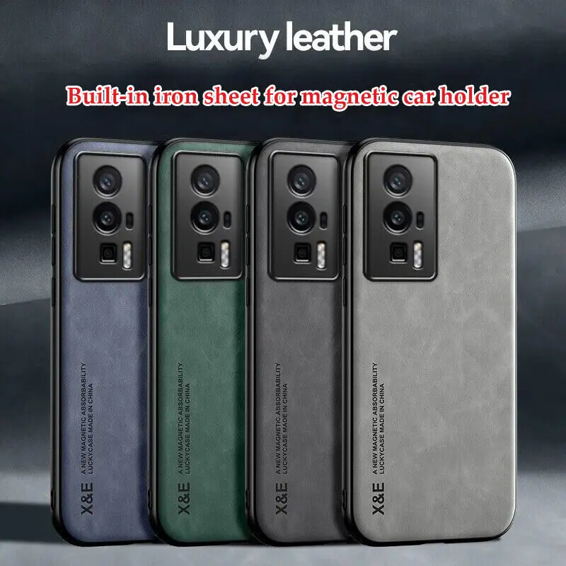 

Magnetic Leather Soft Case For Xiaomi Redmi Note 13 11 10 9 Pro 11S 10S POCO X3 X5 X6 M6 Pro F3 Built in Metal Plate Car Covers