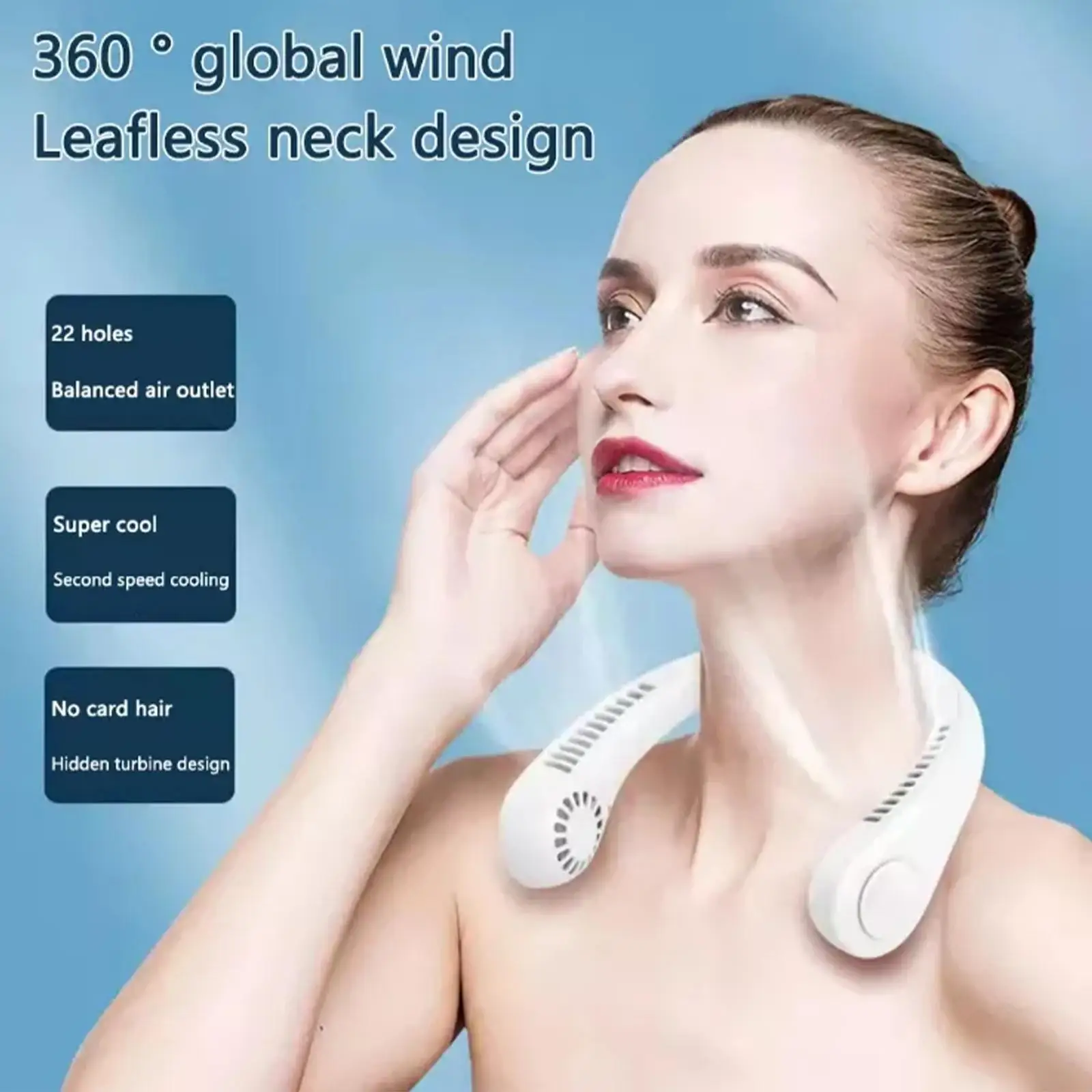 

Portable Neck Fan USB Rechargeable Electric FAN Mini Ventilador Cooling Bladeless Silent Neckband Fan for Sports