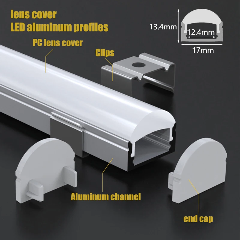 thumbnail image 1 of Tira de luces LED con perfil de aluminio negro/plateado 2835 5050, difusor de canal, iluminación de pared interior, barra de luz magnética para gabinete de cocina, 1 of 5