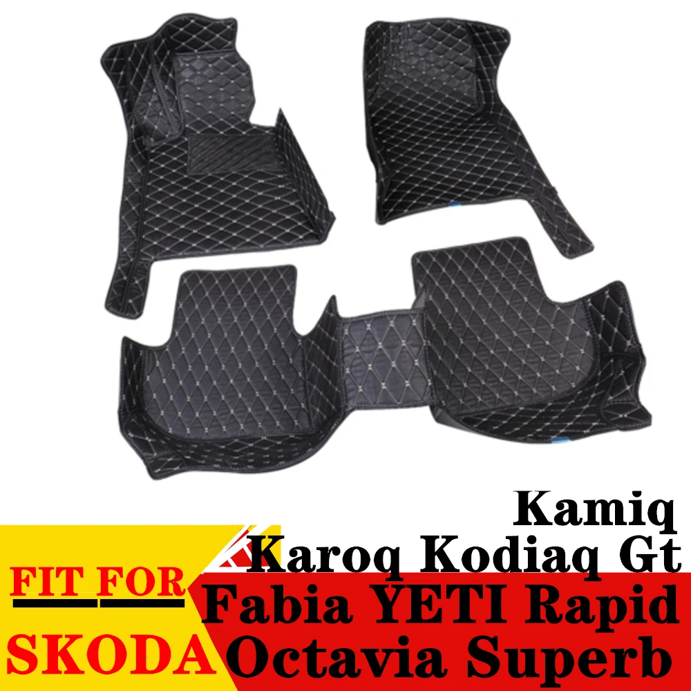 

Car Floor Mats For Skoda Octavia Superb Fabia Rapid Yeti Karoq Kodiaq GT KAMIQ Waterproof XPE Front&Rear FloorLiner Cover Carpet