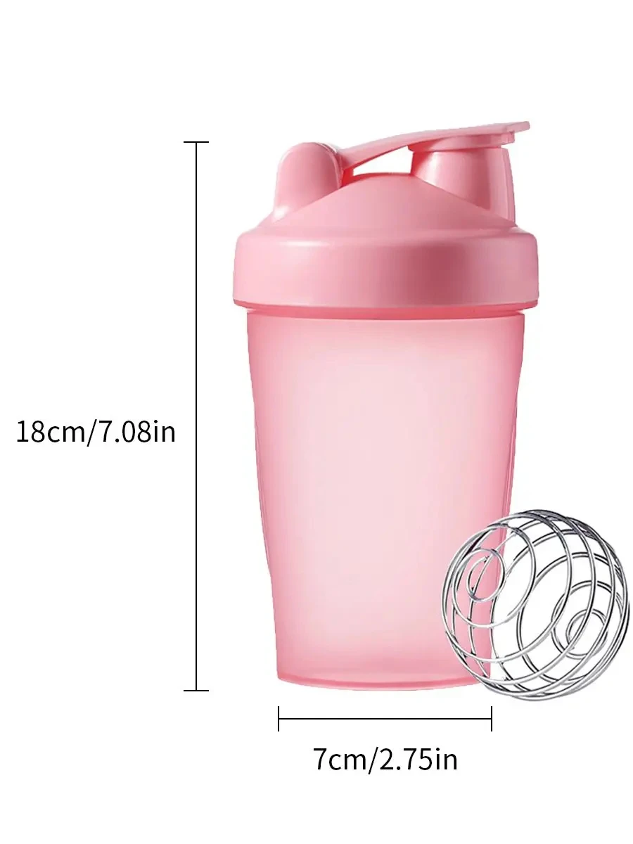 Protein Shaker Bottle w/Stainless Whisk Ball-Perfect for Protein Shakes and Pre Workout-BPA Free - Dishwasher Safe - 12oz(400ml)