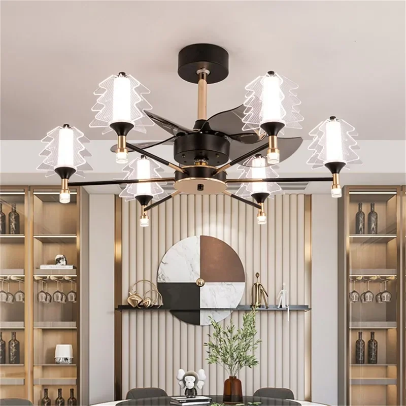 CEDRIC Postmodern Ceiling Fan with Lights Remote Control LED Lamp for Home Dining Room Decoration