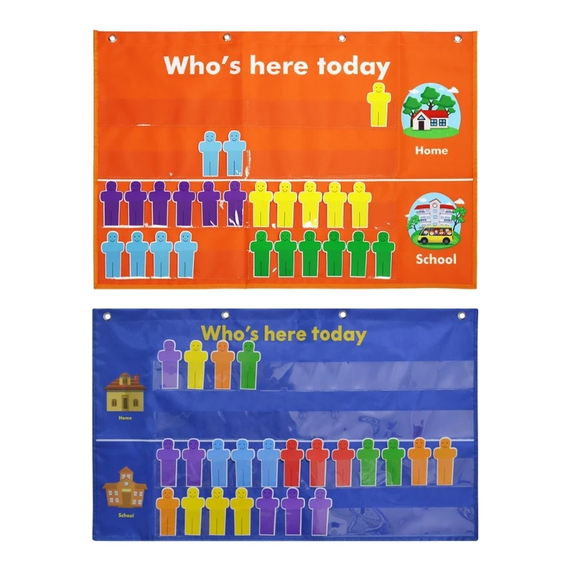 

Classroom Attendance Chart, 81×48cm Chart Attendance Pocket Chart Classroom Management Pocket for Teacher Parent