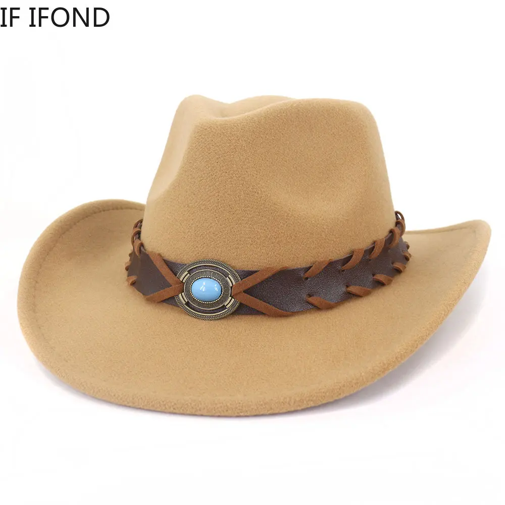 

New Luxury Jewels Western Cowboy Hat For Men Curling Brim Wedding Fedora Jazz Hats Cowgirl Hats Sombrero Cap