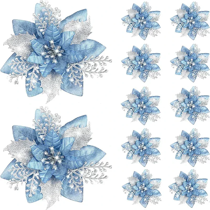 Glitter Christmas Flower Ornaments 4