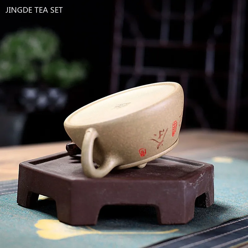 180ml Chinese Yixing Purple Clay Tea Pot Raw Ore Section Mud Stone Scoop Kettle Custom Zisha Filter Beauty Tea Infuser