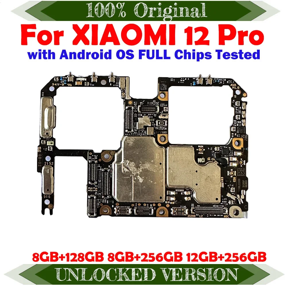 

Main Circuits Board for Xiaomi Mi 12 Pro 5G Motherboard Unlocked Mainboard with Google Playstore Installed Snapdragon 8 Gen 1