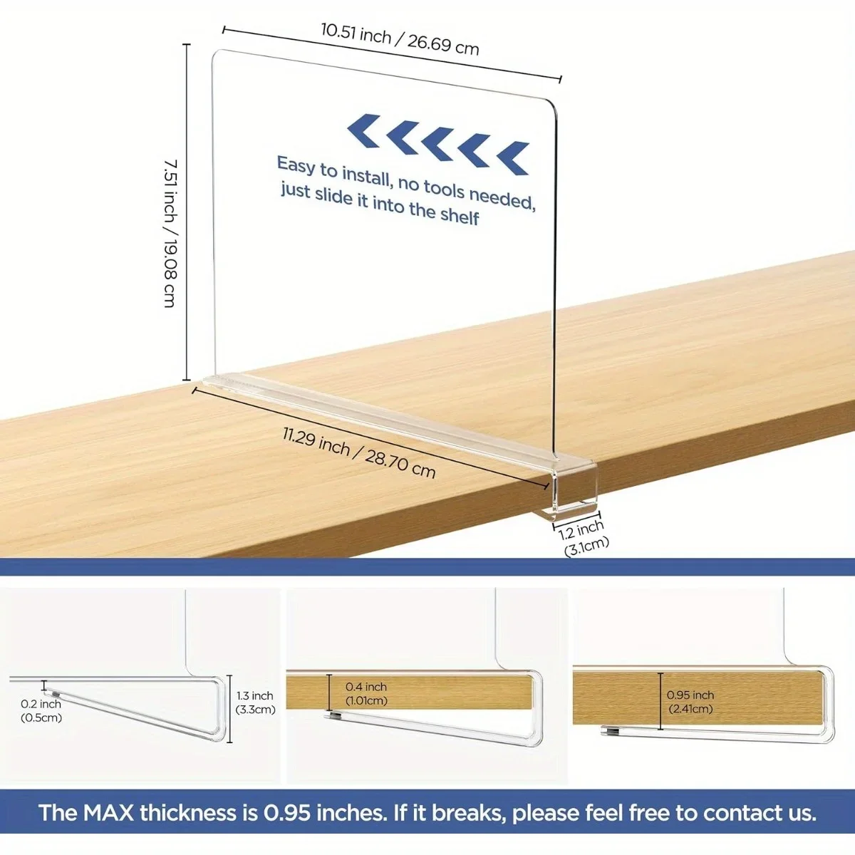1/2/4pcs-Transparent Closet Shelf for Wardrobe Organizer Cloth Divider Cupboard Bookcase Divider Baffle