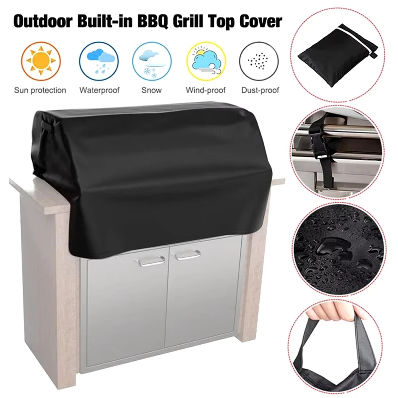 A16F-Waterproof Windproof Grill Covers For Built-In Barbecue Grill Top With Waterproof Coating Outdoor BBQ Top Protect