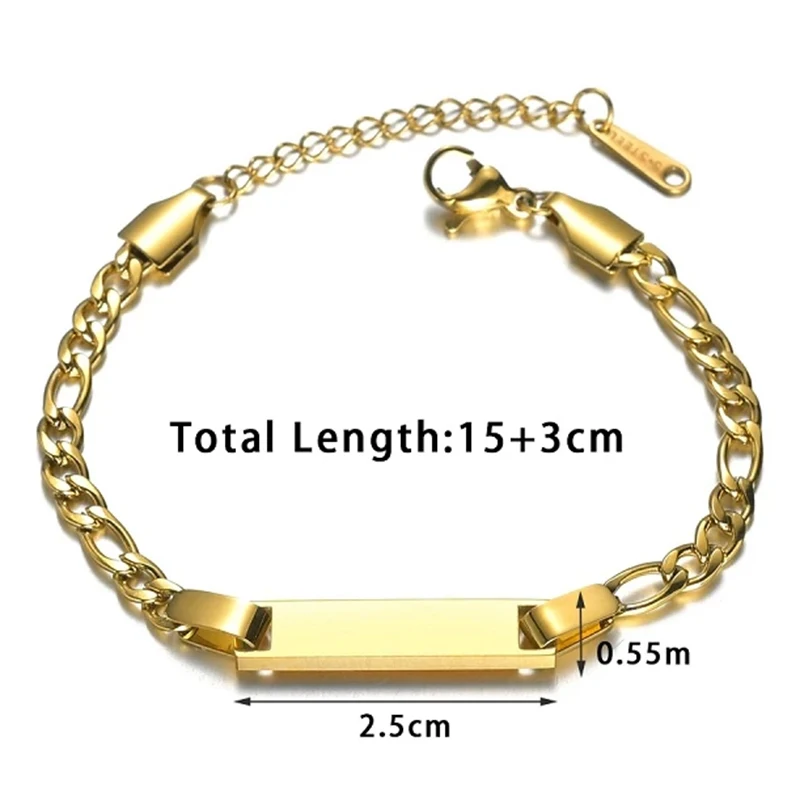 Custom Engraved Date Name Baby Chain Bracelet 12 Colors Birthstone Stainless Steel Children Bracelets Kid Personalized Jewelry