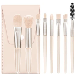 Compact 8 - Piece Makeup Brush Set - Soft Bristles (Pink)