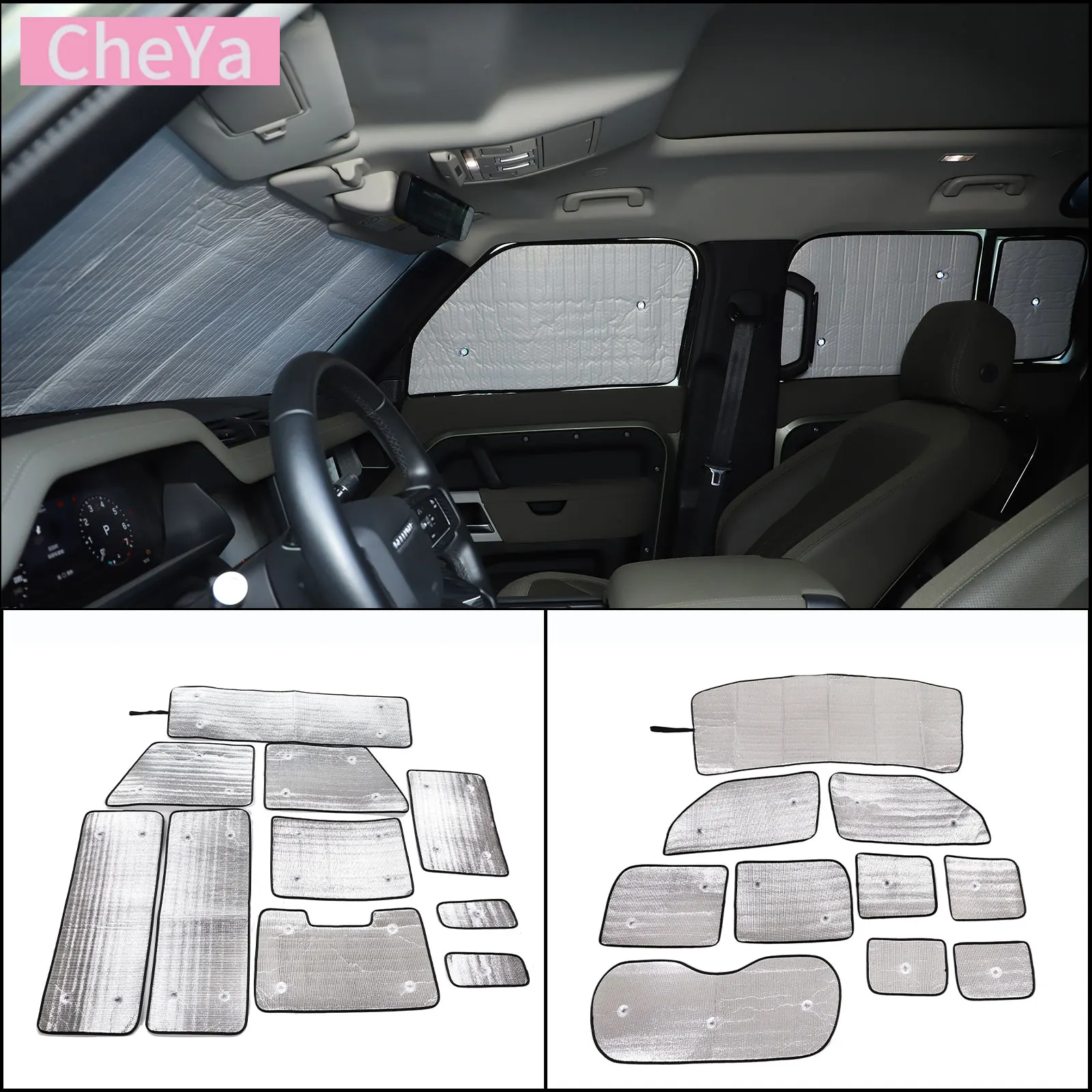 

Aluminum Foil Car Front Windshield Full Window Glass Sun Protection Parasol For Land Rover Defender 110 130 2004-2024 Accessorie