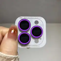 Luminous Ceramic Tempered Glass Camera Protector with Glowing Lens Cap - 15proMax(3pcs (Purple)