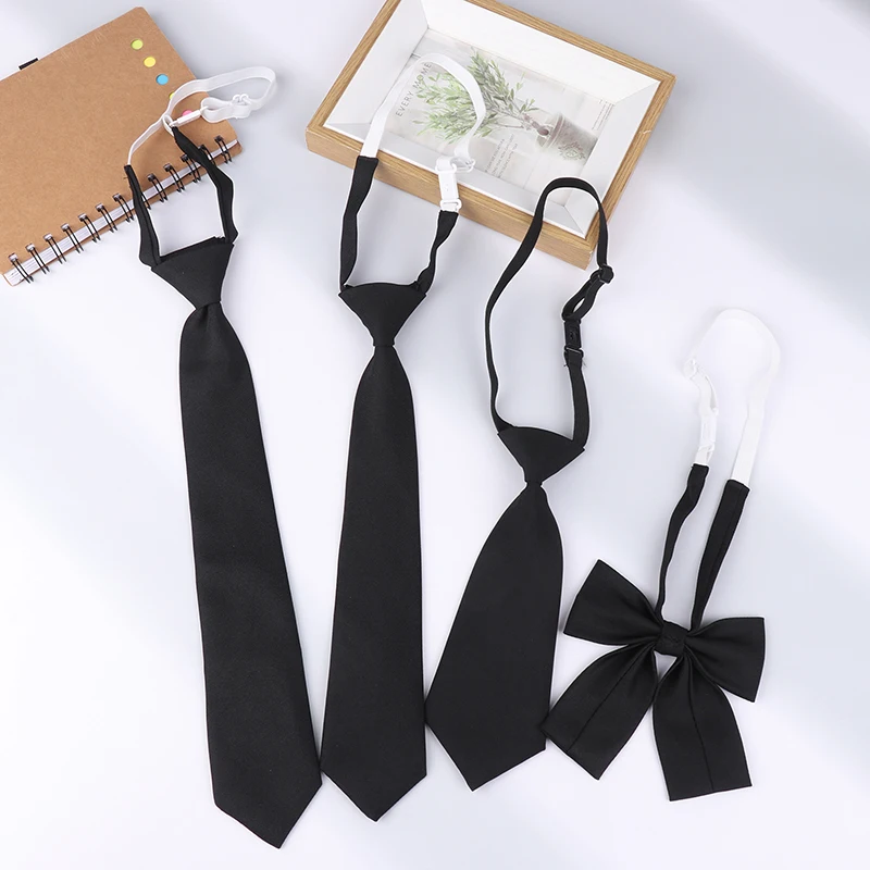 Uniform JK Girls Black Simple Zipper Ties For Men Women Students Stage Performance Matte Neck Tie Costumes Accessories neck tie anime necktie cosplay necktie anime tie