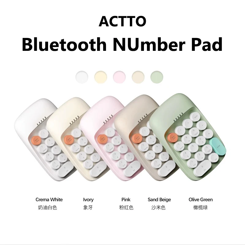 

Беспроводная и Bluetooth клавиатура ACTTO в стиле ретро, Двухрежимная цифровая клавиатура с механическим ощущением для подключения трех устройств одновременно