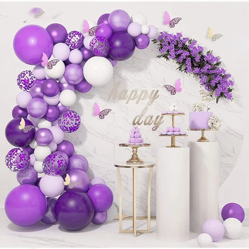 

Butterfly Pink Purple Balloon Garland Arch Kit Birthday Party Decor Girl Baby Shower Latex Ballon Chain Wedding Party Supplies