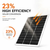 Panneau solaire rigide en verre 80W avec câble CC de 5M et câble adaptateur 5-en-1, module photovoltaïque portable pour montage sur balcon, station d'énergie, camping-car, camping, usage domestique et recharge d'énergie en extérieur 3