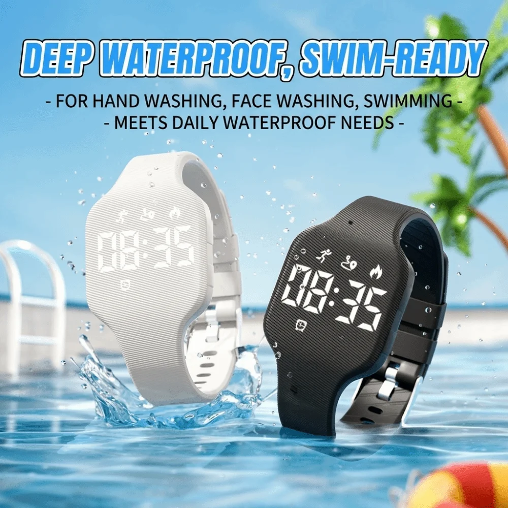 Waterproof Rechargeable LED Digital Silicone Smart Wristband with Vibrating Alarm