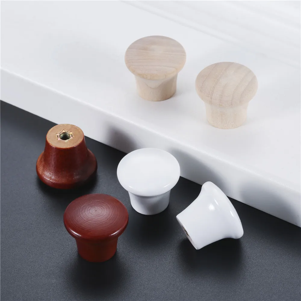 Furniture Knobs Mini Wood Knobs 5pcs with Screw for Cabinet Drawer Dresser
