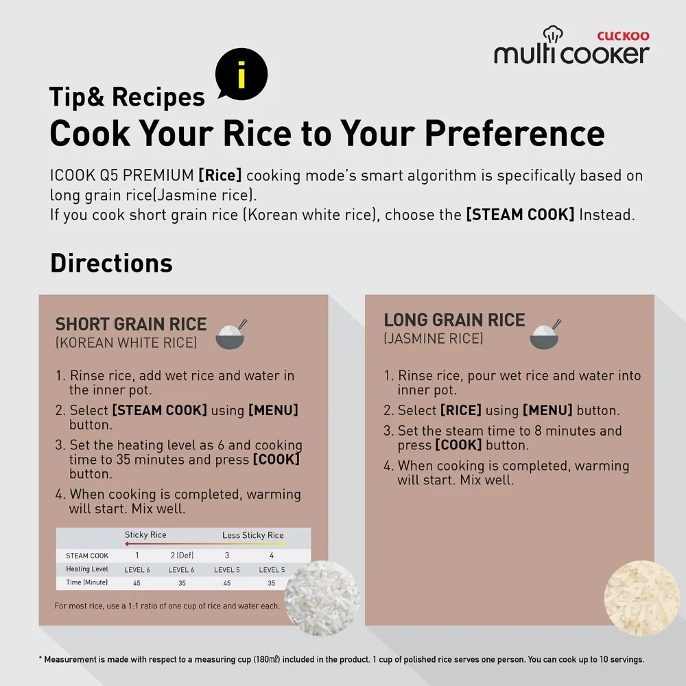 5QT Cuckoo Electric Pressure Cooker with 10 Menu Options and Stainless Steel Pot Electric Pressure Cooker