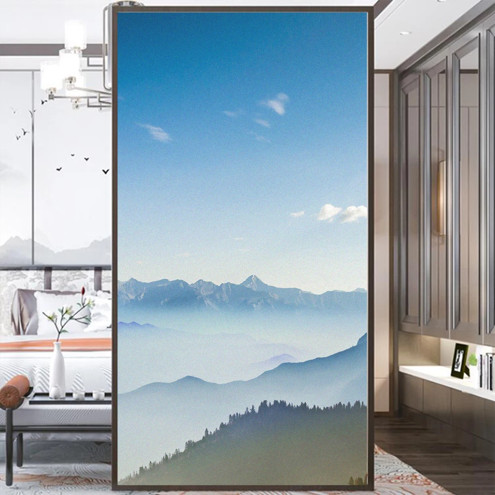 

Window Film Privacy Landscape Decorative Non Adhesive Glass Sticker Heat Control Window Coverings Window Tint for Homedecor