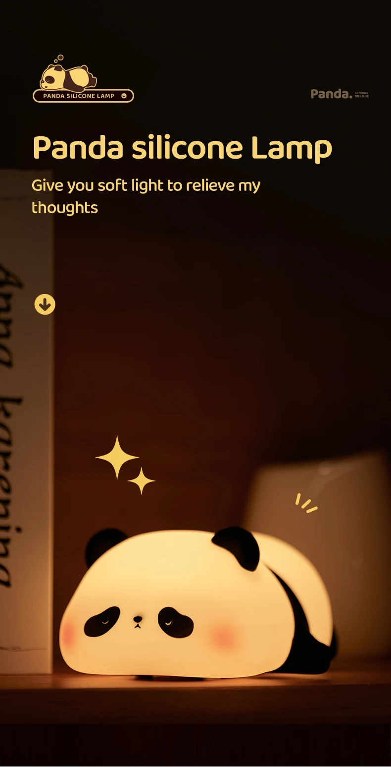 5Style Panda Night Light Holiday Gift Christmas Birthday Playmate Soft Doll Panda Safe Rechargeable Cute Animal Silicone Lamps