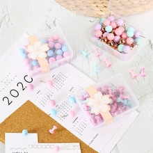 

50Pcs Macaron Cork Board Colour Thumb Tacks Earth Nails Wall Studs пробковая доска for Drawing Photo Home Office School Supplies