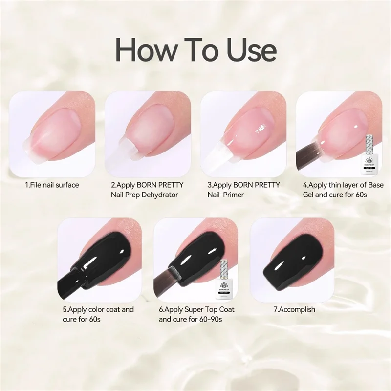 BORN PRETTY 10ml Super Top Base Coat Nail Gel polish Matte Top Coat Enhancer Varnish Semi Permanent Soak Off UV LED Nail Art 6