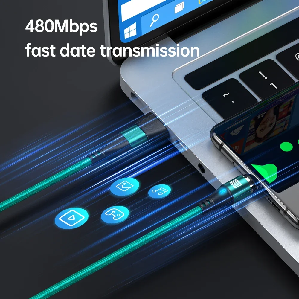 60W Magnetic USB-C Fast Charging Cable with Micro Magnetic Connector