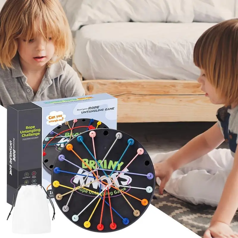 Kid Rope Knots Sensory Social Board Game Colore Twisted Connected Line Brain Strategy Logical Thinking Challenge Fun Table Game