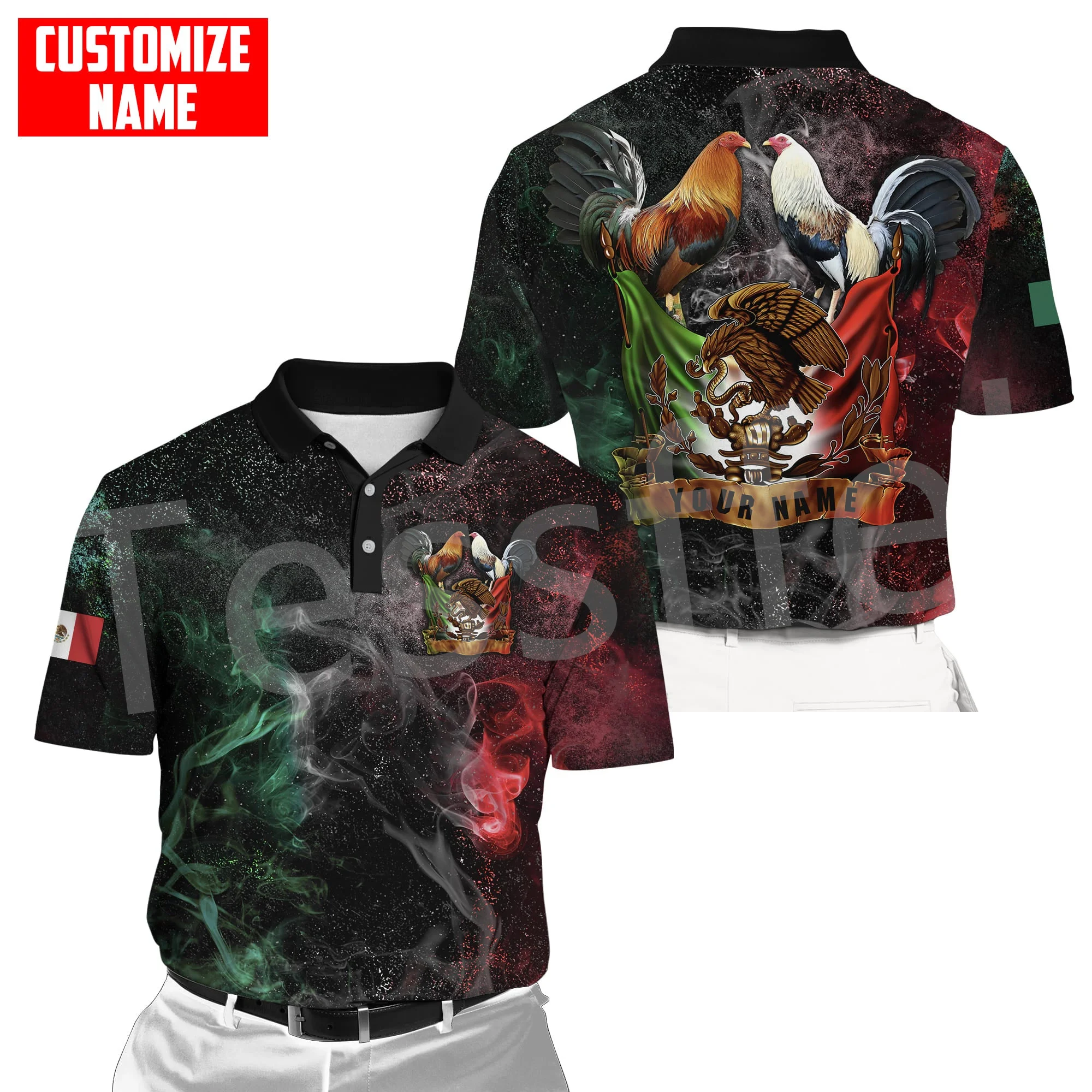 

Tessffel Mexican Rooster Cook Chicken Animal Tattoo 3DPrint Men/Women Summer Casual Funny Polo Shirts T-Shirt Short Sleeves A2