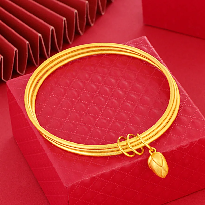 

Pure Gold New Product Gold Store Same Style Three Lives Three Generations Bracelet Women's Gold Thin Coil Fashion Versatile Acce