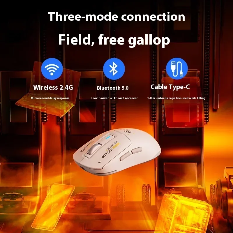 INPHIC In6 무선 마우스, 경량 FPS 저지연 게이밍 마우스, PC 게이머 선물, 8K PAW3395 센서, 3 가지 모드, 500mAh 배터리 수명