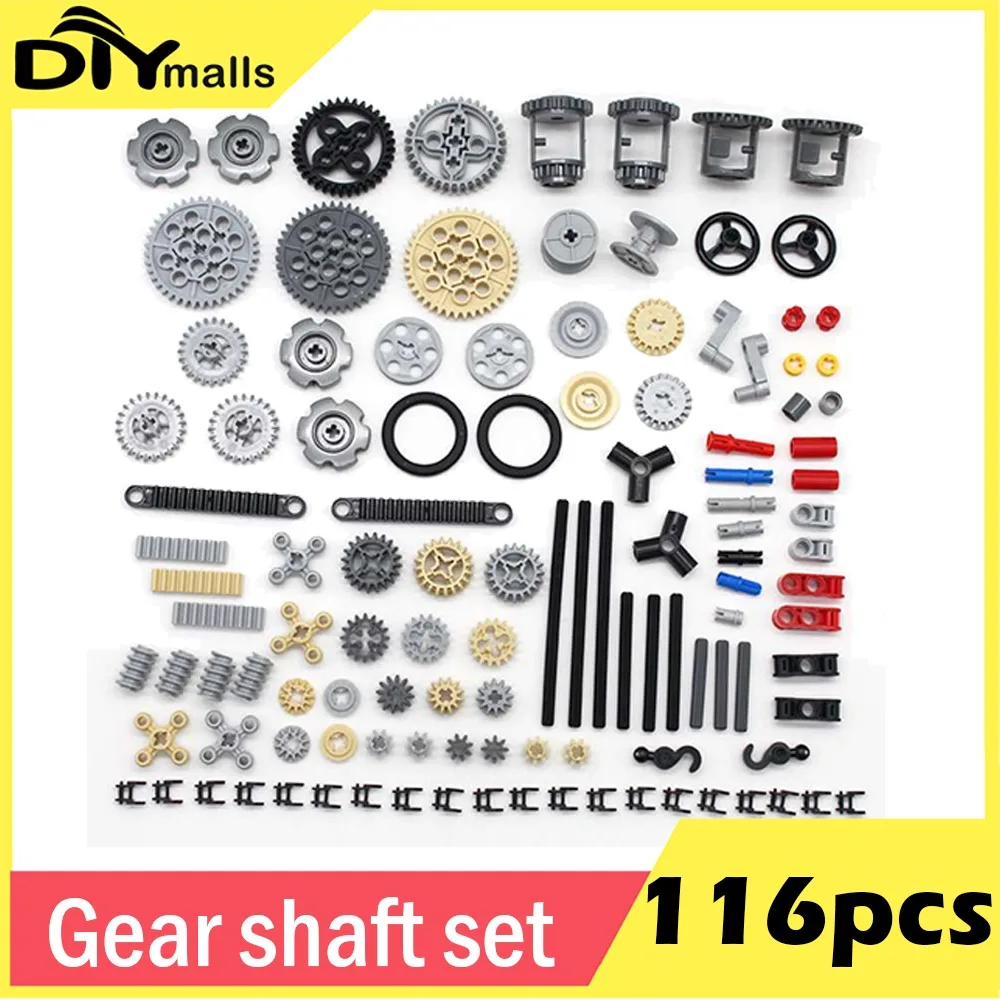 Technology Small Particle Building Block Parts 116pcs 9686 Accessories EV3 Bulk Gear Shaft Pin Small Crawler Mixed Parts puzzle building block toy technical bricks