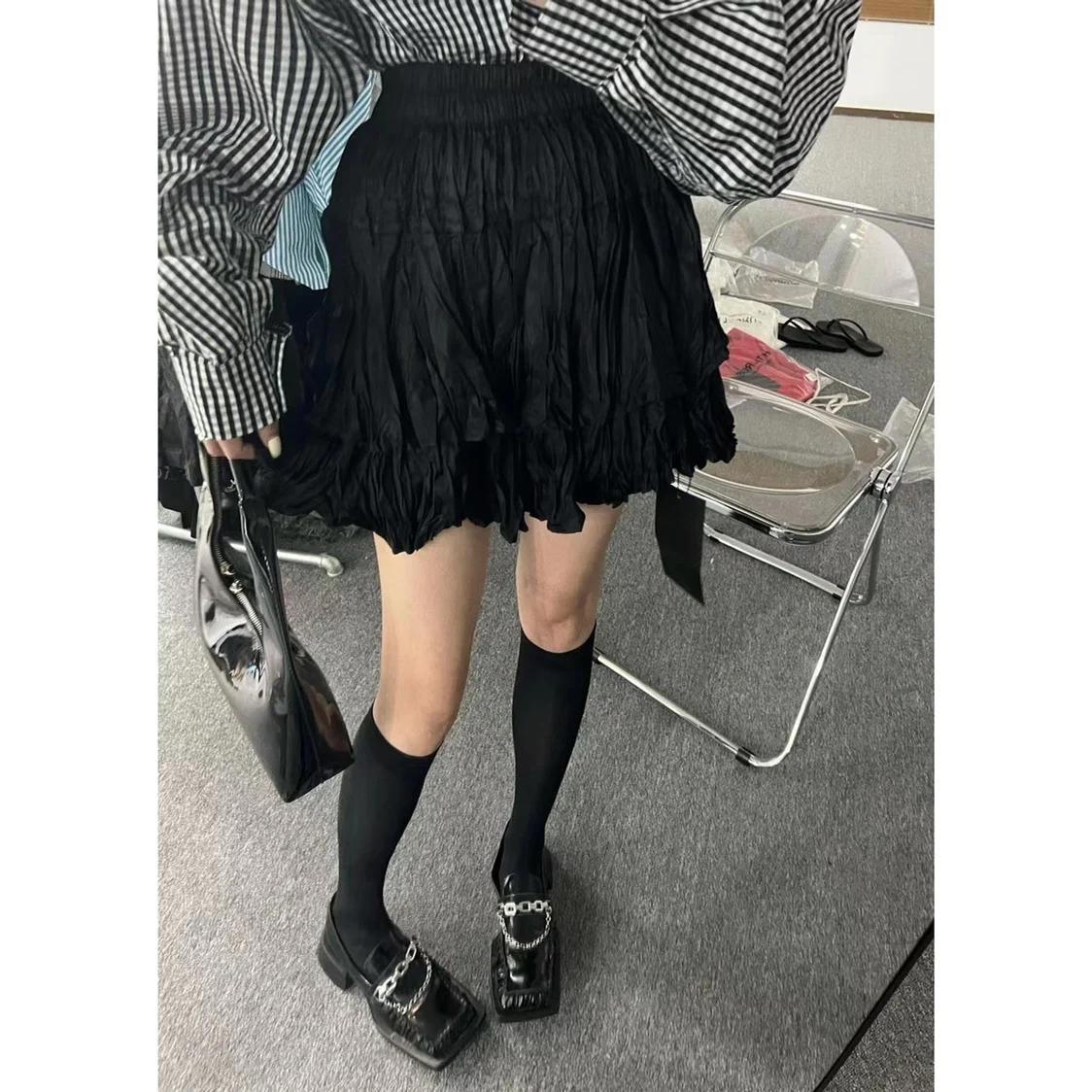 

Skirts Women Folds Design Minimalist Pure All-match Empire Sweet Leisure Korean Style Mini Faldas Summer Hot Girls Streetwear
