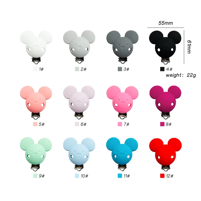 3pçs Baby Pacifer Clips Cartoon Shape Perle Silicone Teether Clip DIY Baby Dummy Chain Nipple Holder Rodent Nursing Teething 5