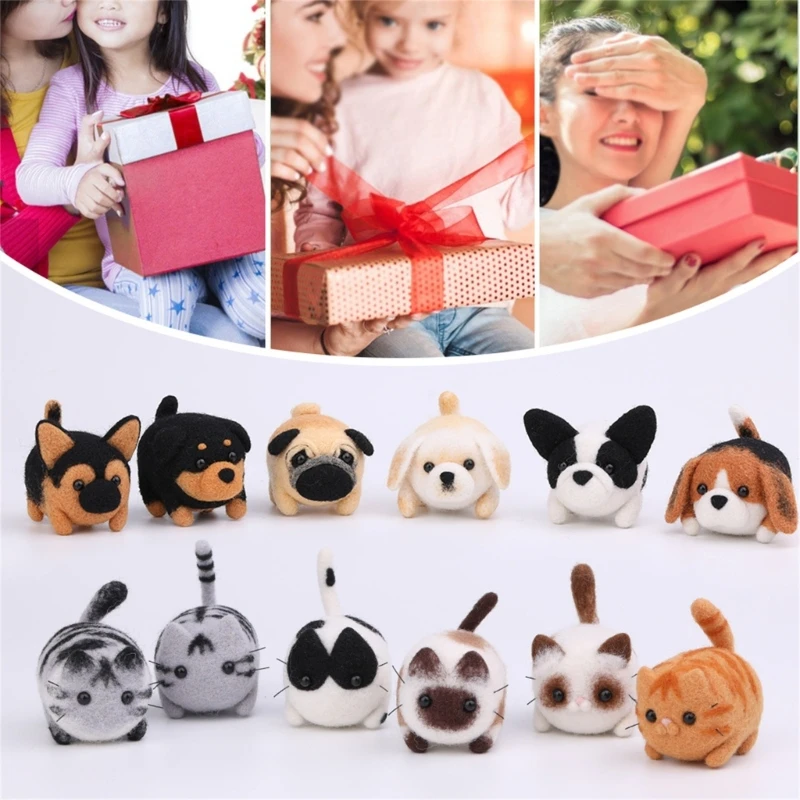 KX4B Animal Needle Felting Starter Kits with Tool and Instruction, Wool Felting Craft Making Supplies for Beginners DIY Craft