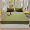 Washed Cotton Fitted Sheet with Elastic Bands Non Slip Adjustable Mattress Cover for Double King Queen Bed 90x200 150x200 180 3
