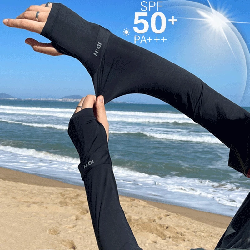 Summer Ice Sleeve Sun Protection Sleeves Driving Gloves Long Fingerless Cool Arm Warmer Solid Color Outdoor Beach Arm Protection fingerless gloves arm sleeves ice arm sleeves ice sleeve gloves