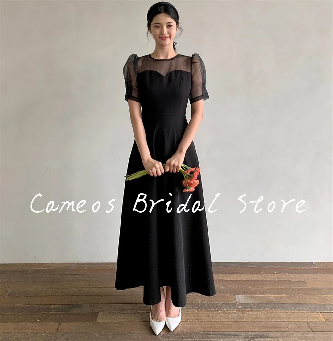 

SONDR Round Neck Black 드레스 Evening Dress Custom Made Satin Corset Korea A-Line Simple Formal Prom Dress Evening Gown Bridal