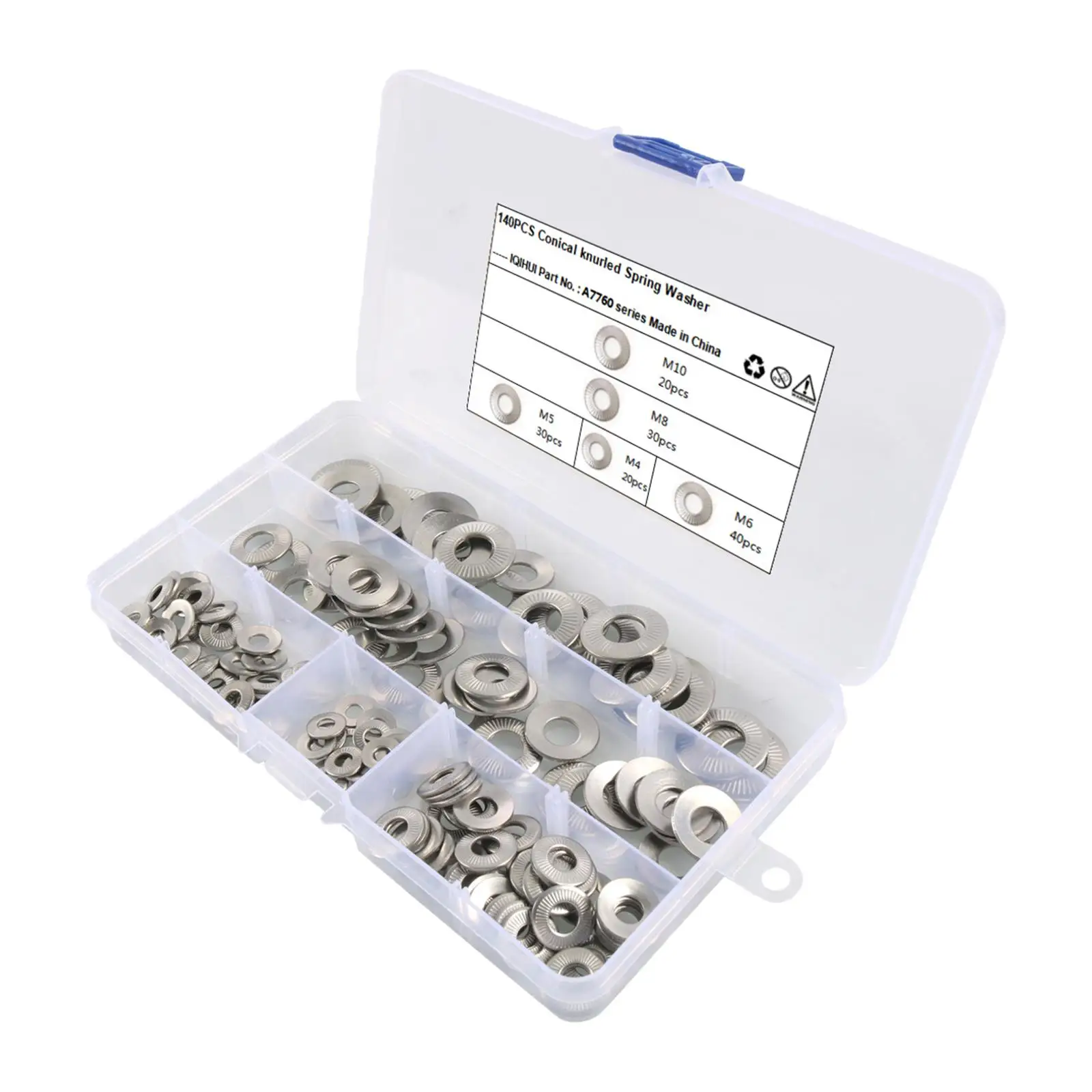 

140 Pieces Knurled Elastic Gasket Hardware with Case Serrated Conical Spring Washer for Industrial and Mechanical Construction