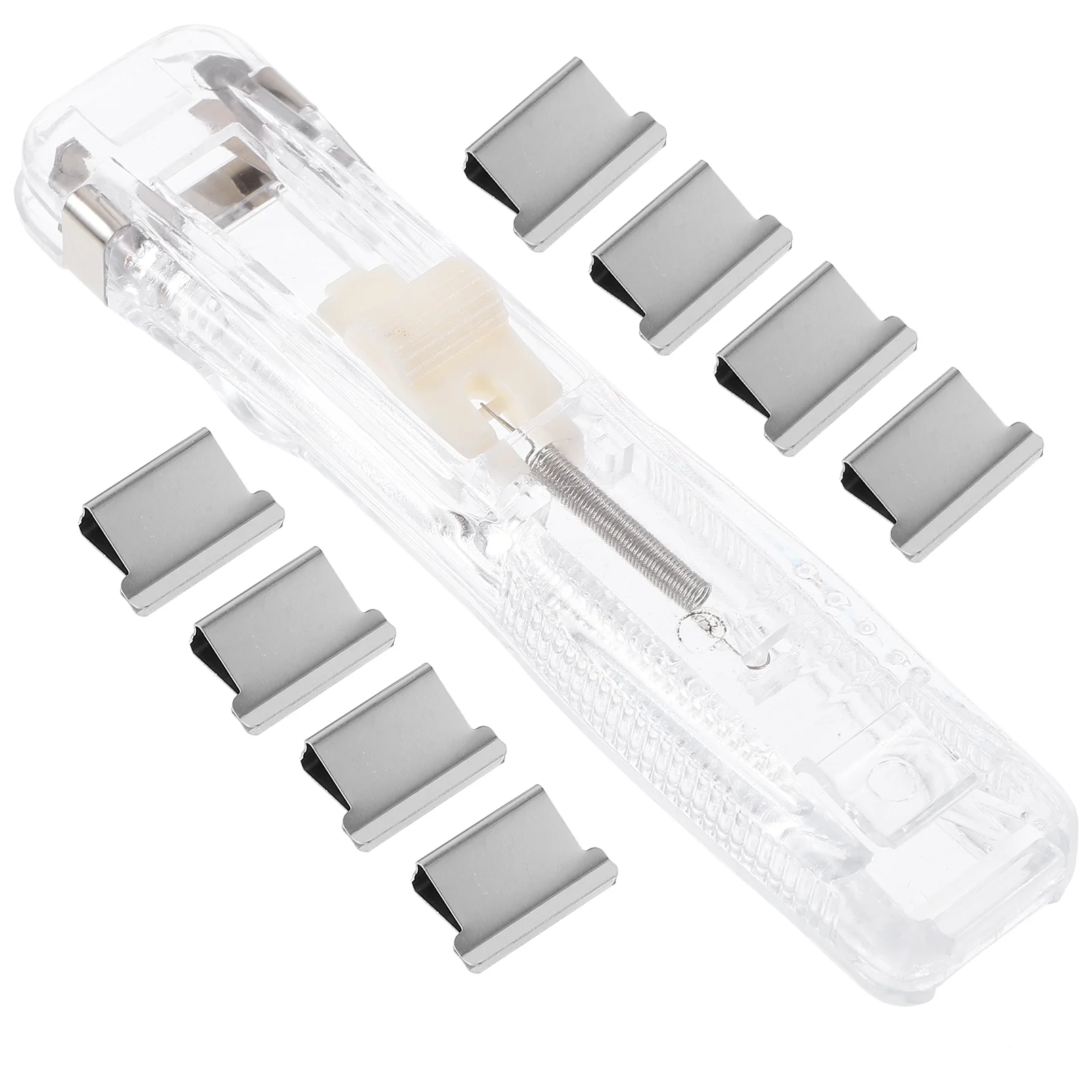 

Office Paper Clipper Dispenser Refillable Stapler Portable Desk Home Reusable Clamp Document